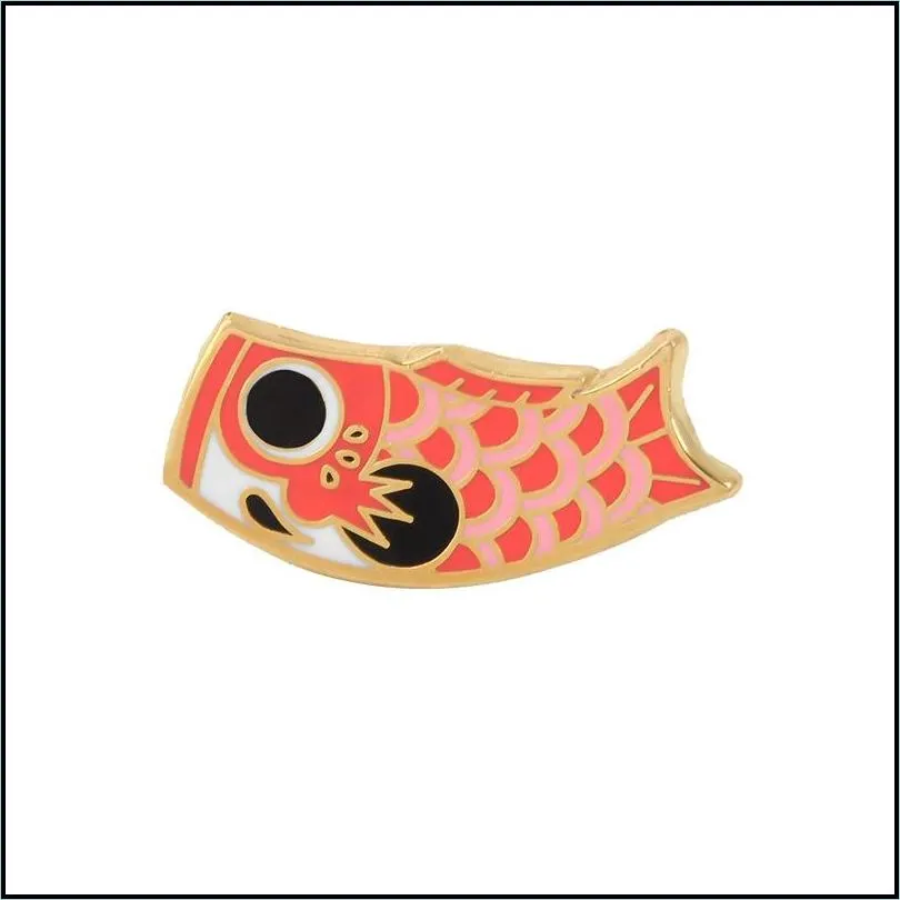 koi fish enamel pins denim bag animal brooches muti color jewelry women good luck cute 6164 q2