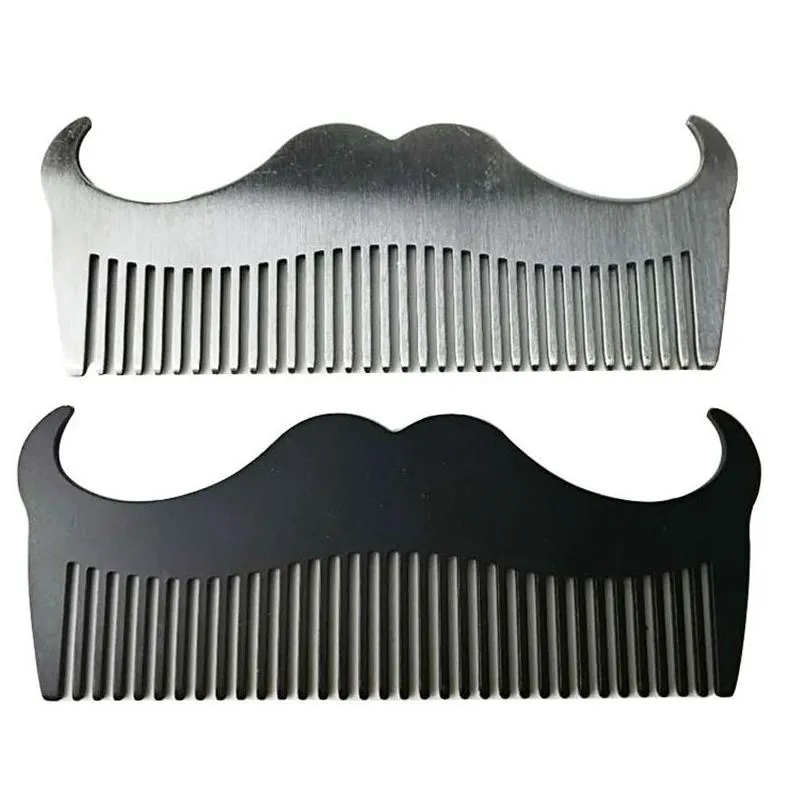 stainless steel whisker combs goat horn shape solid color beard brush male comb wash bathroom accessories outdoor travel portable 4 5qd