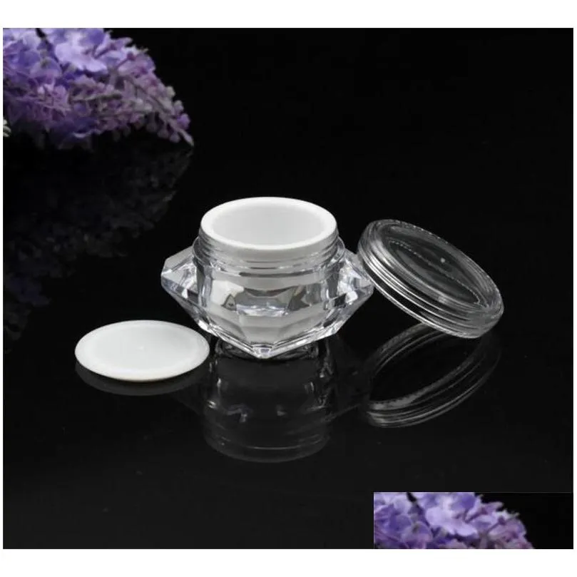 15g/ml diamond style pot acrylic cosmetic empty jar eyeshadow makeup face cream lip balm container bottle sample packaging 234 j2