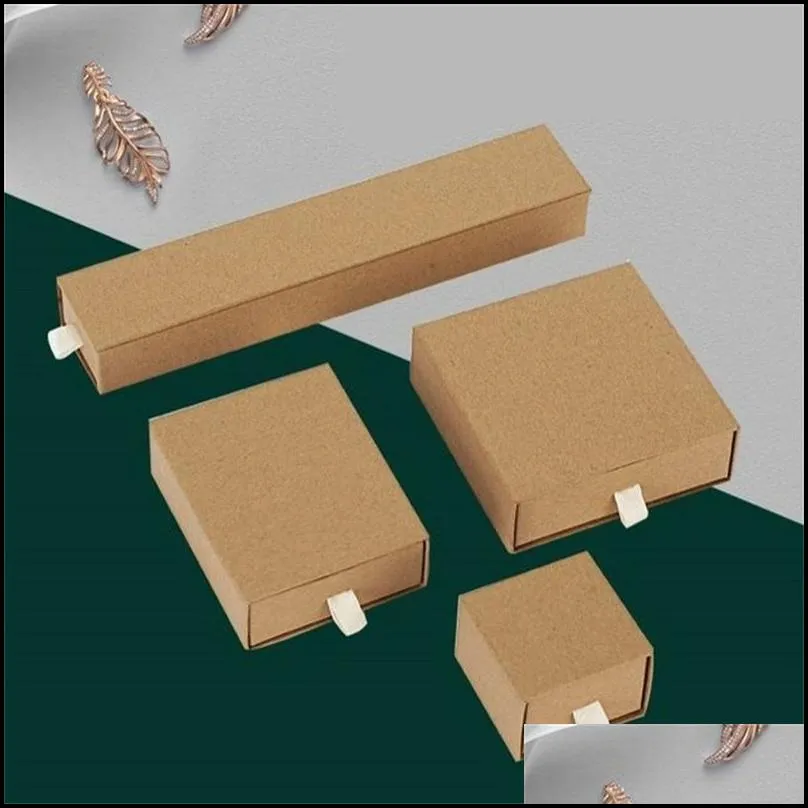 classic style kraft jewelry set box wedding ring case necklace gift package earring studs packing bracelet drawer box 1561 d3
