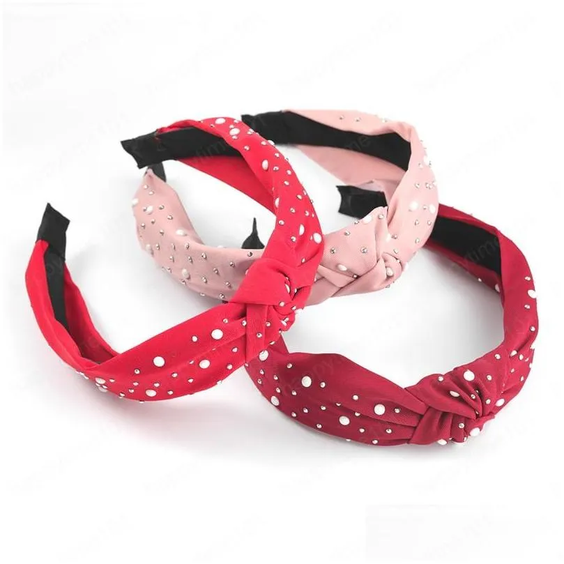 2021 fashion spring solid color cloth headbands alloy small round nails simple and elegant temperament wind headband hair accessories