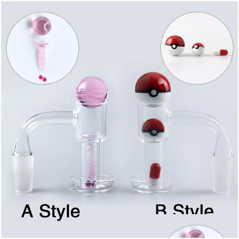 two styles flat top terp slurper smoking quartz banger with glass marble screw and 4mm ruby pearls set 10mm 14mm 18mm 45 90 nails for