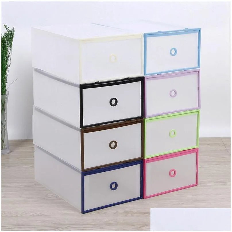 translucent shoebox men women candy color storage box double decker frame drawer type container new pattern dustproof 5 1jd xy