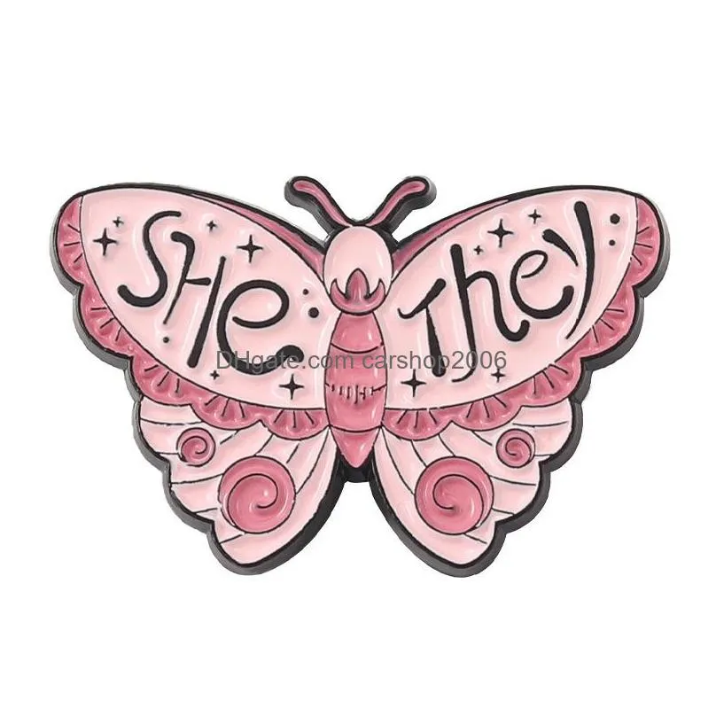 insect series alloy brooch set cute pink butterfly enamel pins creative animal brooches 5pcs paint brooch for girls denim shirt badge jewelry gift bag