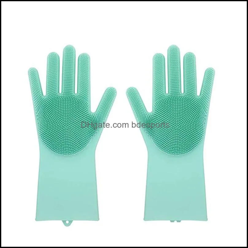 silicone gloves with brush reusable safety silicone dish washing glove heat resistant gloves kitchen cleaning tool hhaa614 28 n2