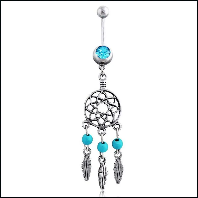 navel button rings dream catcher belly navel button ring mix colors 2129 e3