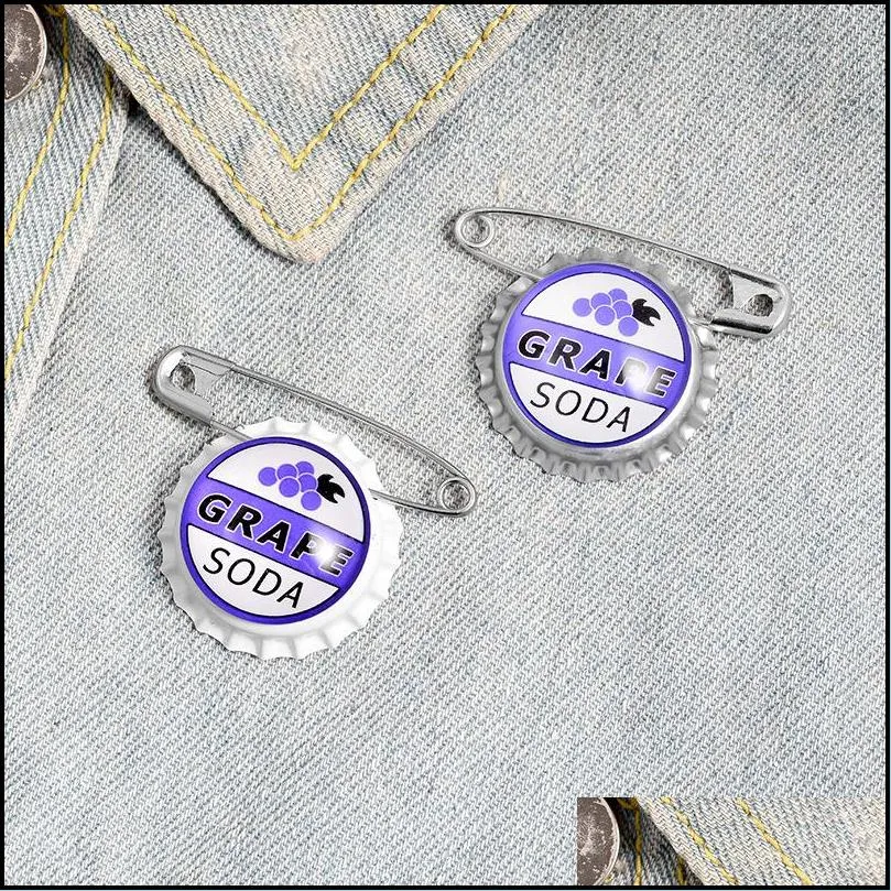 juice soda bottle cap brooches custom brooches bag lapel pin buckle grape jewelry 606 h1