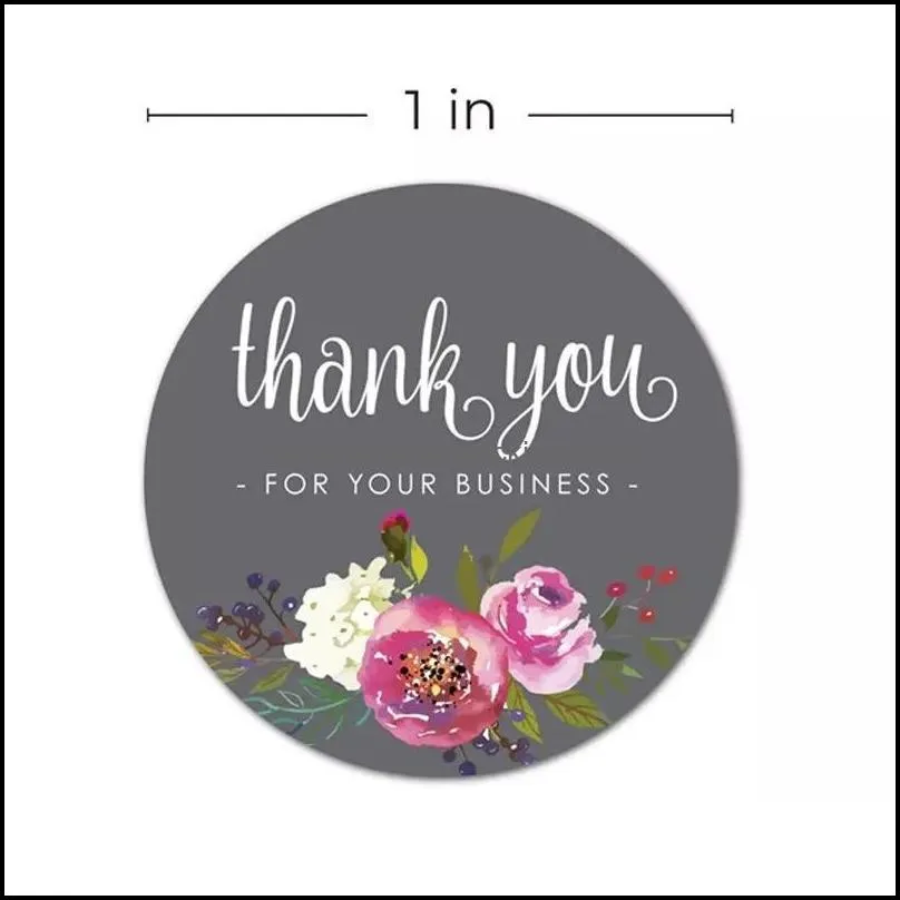 round flower thank you stickers self adhesive sticker invitation card label paster envelope sealing decorative for your business 1 99jr