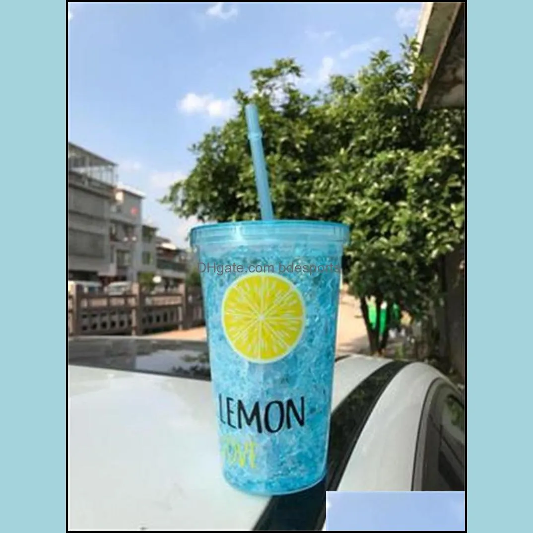 factory direct creative summer ice ice cup student double portable drinking cup with lid straw refrigerated ice cup 27 k2