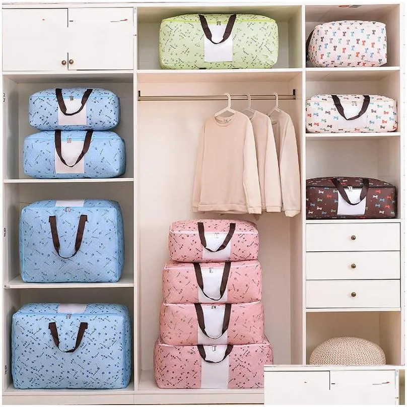 quilt non woven storage bag foldable clothes blanket quilt sweater organizer m/l/xl quilt bag holder 87 g2