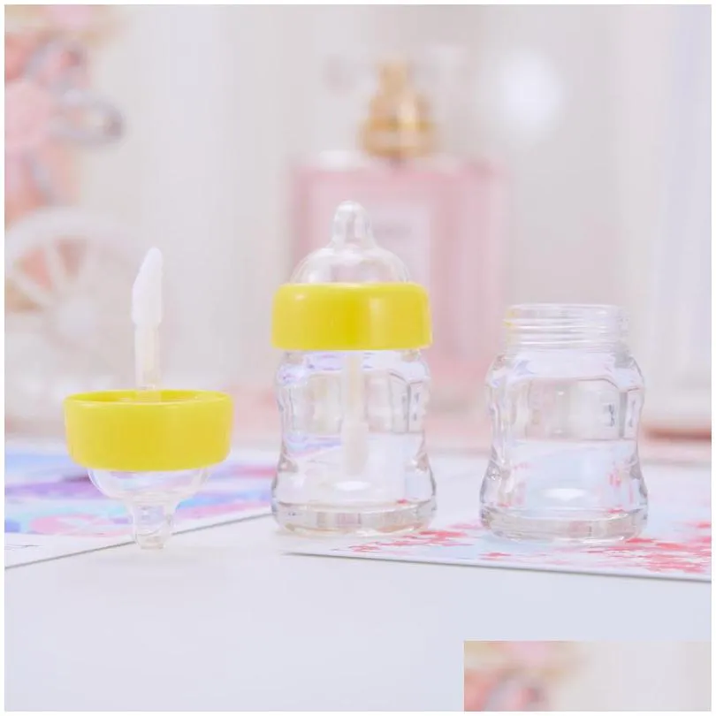 nipple bottle lip gloss tube plastic transparent multi color lipstick lipglaze labial tube empty container cosmetic bag 1 6xm l2