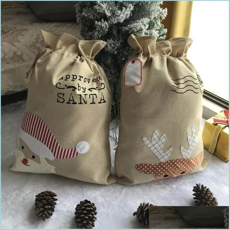 christmas decorations 50x70cm gift bags pingan fruit linen drawstring bag party supplies 831 b3