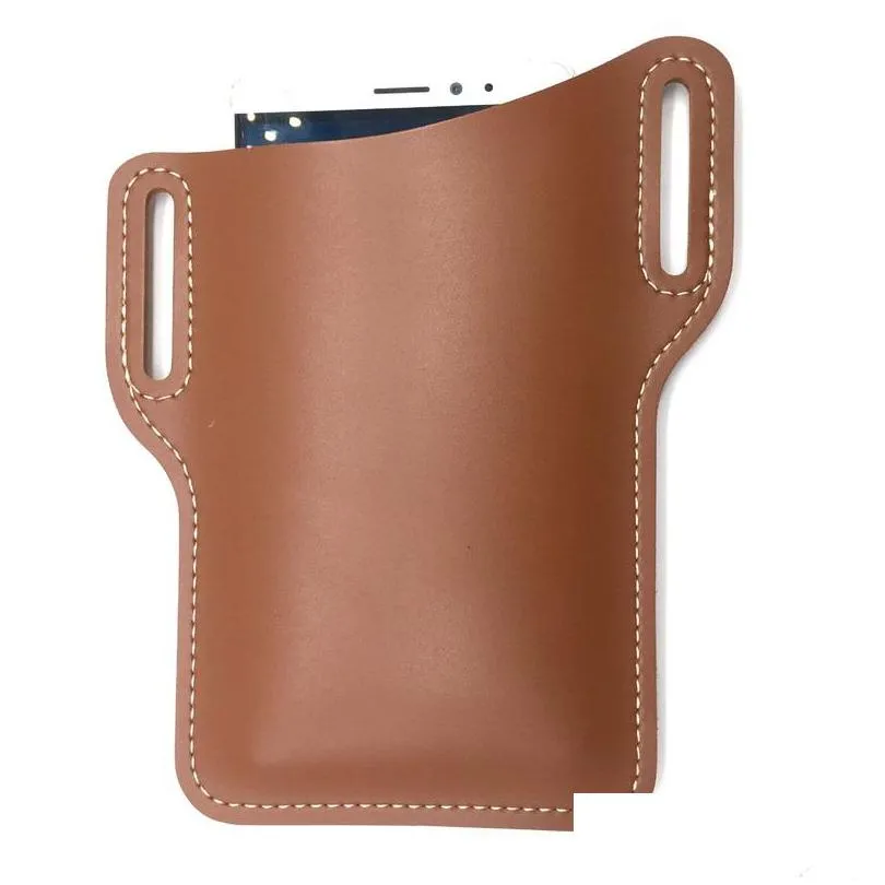 male female mobile phone bag fashion accessory outdoor motion pure color leather retro cellphone pocket new pattern 6xw j2