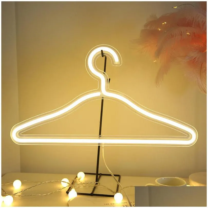 creative led clothes hanger neon light clothes hangers ins lamp proposal romantic wedding dress decorative clothesrack 116 p2