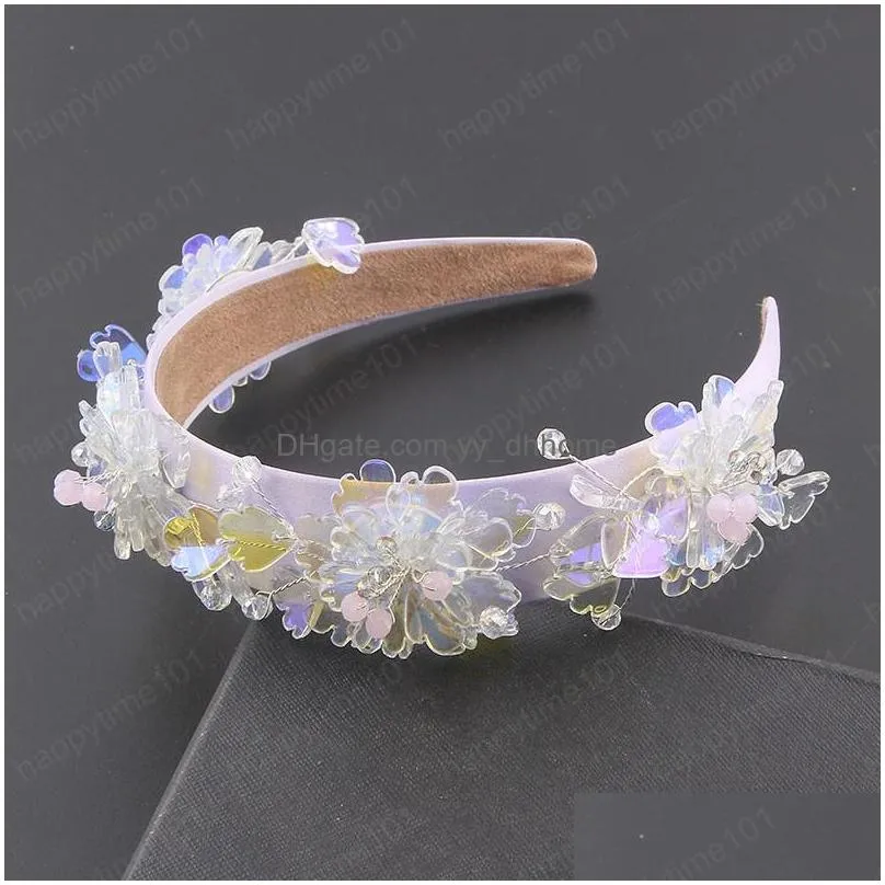 transparent crystal flower particles fashion headband ladies gift hair accessories