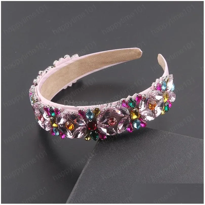 inlaid color rhinestone headband ladies party gorgeous street travel hair accessories