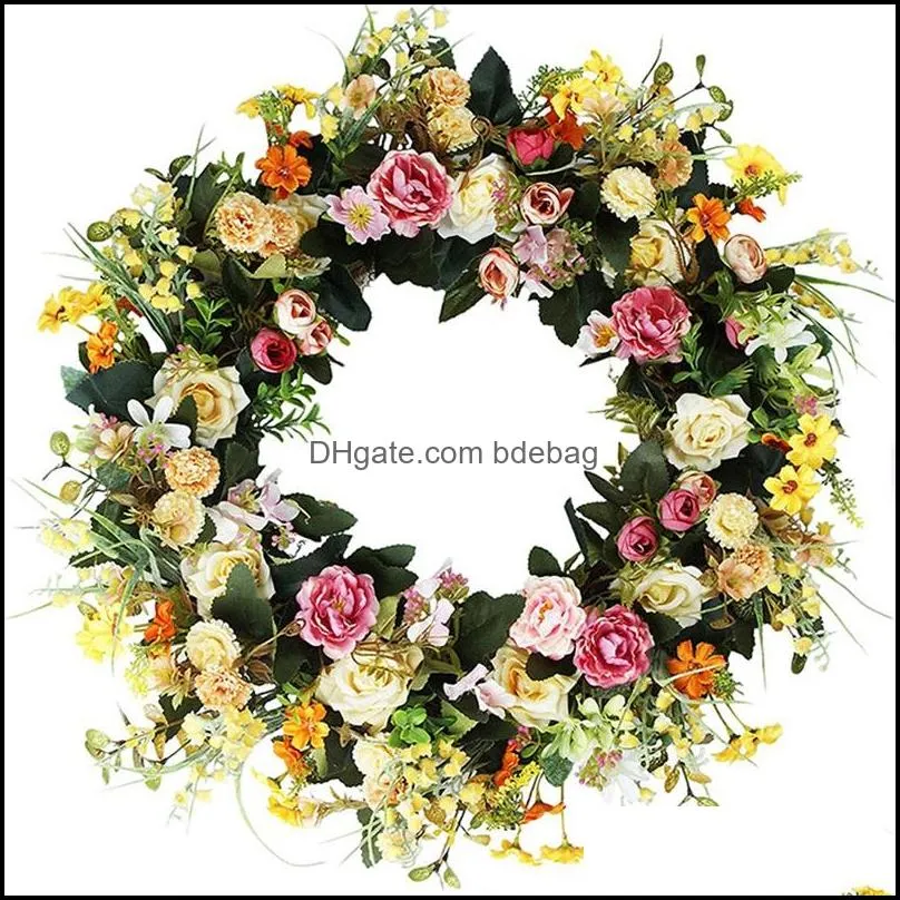 wreaths artificial flower wreath spring summer wreath for front door wall window wedding party garden farmhouse home decor 1261 v2