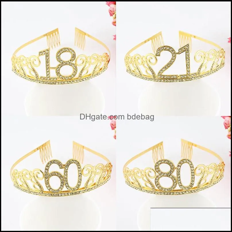 16 18 20 birthday party favor digital crown bride banquet hair ornament creative fashion hairs hoop with various pattern 7yc j1