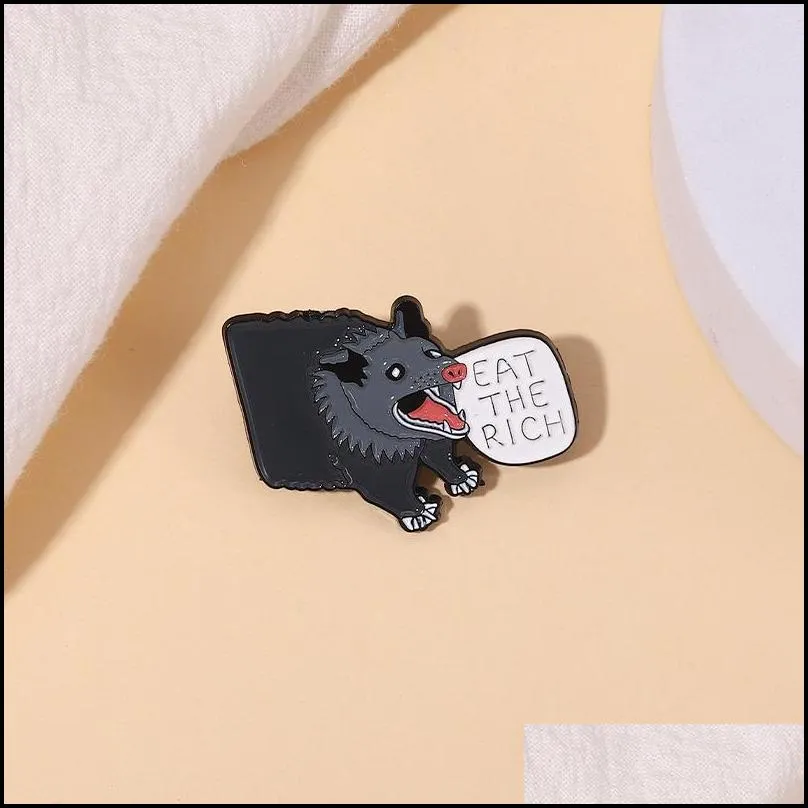 enamel brooches pins pig eat the rich lapel badges animal quotes brooch jewelry 1478 e3