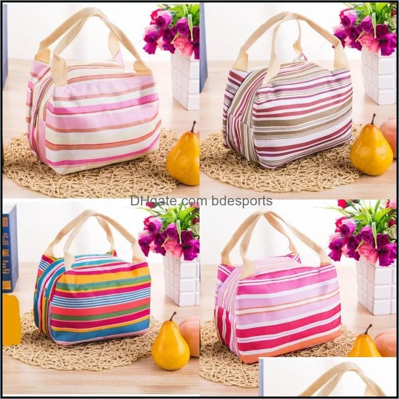 storage bags stripe printed food heat preservation bag thermal insulated boxbento bags lunch box storage bags 107 n2