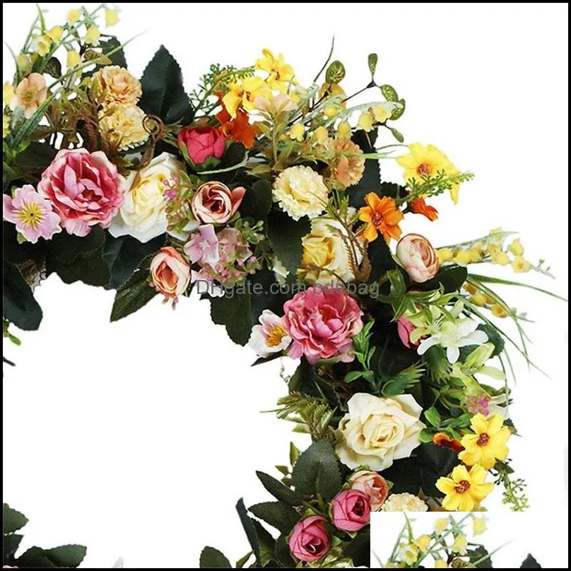 wreaths artificial flower wreath spring summer wreath for front door wall window wedding party garden farmhouse home decor 1261 v2