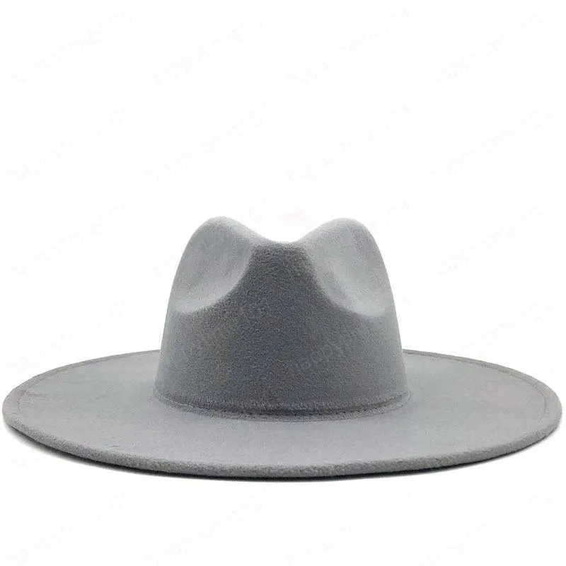 classical wide brim fedora hat black white wool hats men women crushable winter hat derby wedding church jazz hats