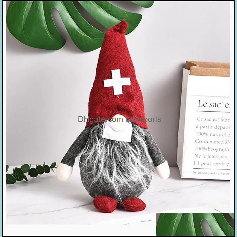 doctor nurse faceless plush doll christmas party santa cross cap beard braid toys festival supplies home xmas ornaments gifts 7 5gl1