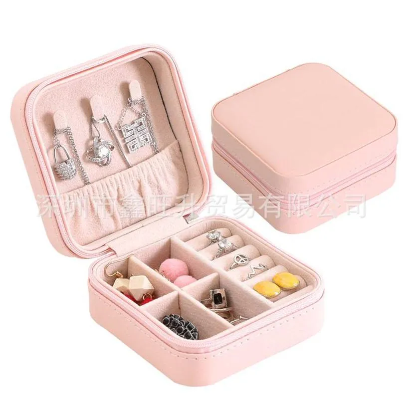 storage box travel jewelry boxes organizer pu leather display storages case necklace earrings rings jewellry holder gift cases boxs 137