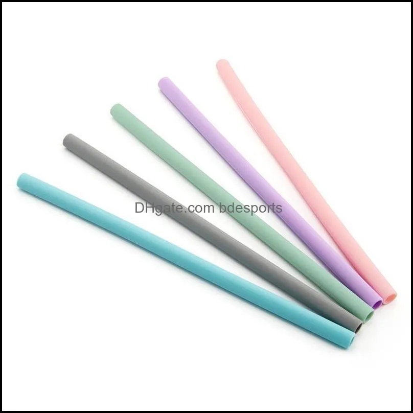 candy color straw silicone drinking straws straight bend food grade for bar home fruit juice recycling 7 6zy f1