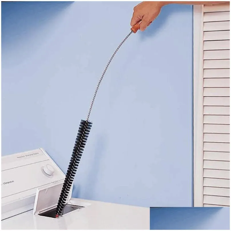 hairbrush washing machine clean tools brushes dryer pipes cleaning brush stainless steel wire pipe long handle bristle 37 l2