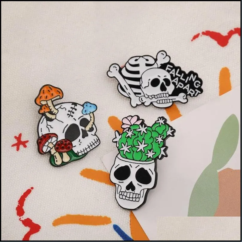 punk skull halloween enamel brooches pin for women girl fashion jewelry accessories metal vintage brooches pins badge wholesale gift 1451