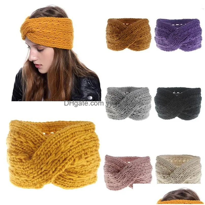 winter ear warmer headband women fashion knitted wool headband head wrap twist knotted hairband girls hair accessories