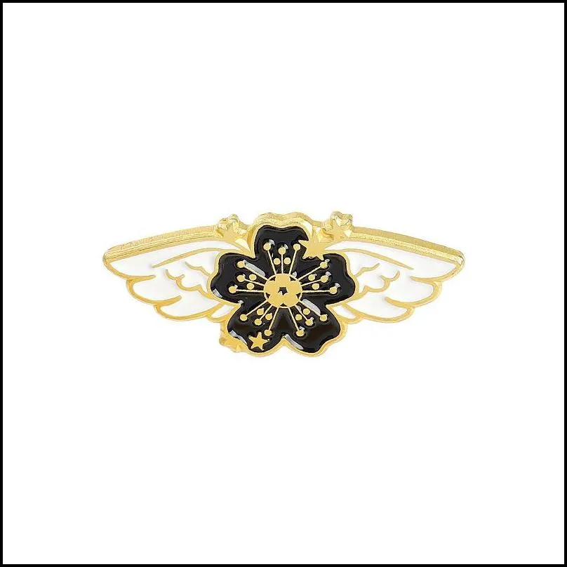 wings sakura enamel pins cherry blossom brooches lapel badges cartoon flowers brooch 607 h1