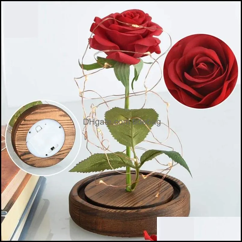 rose in led glass decorative flowers dome forever rose red roses valentines mothers day special romantic gift 20220107 q2