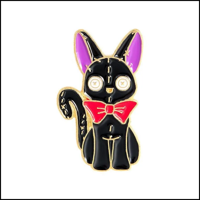 black cat jiji enamel pins cartoon movie brooches custom animal badge for bag hat clothes lapel pin collar jewelry gift kids 1471 d3