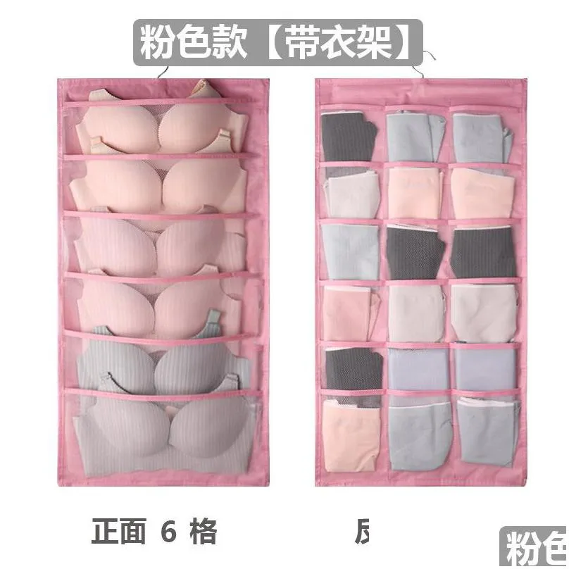 women underwear socks hanging bag double sided wardrobe closet bra storage nonwoven bag home clothes organizer 12/18/24 pockets 38 p2