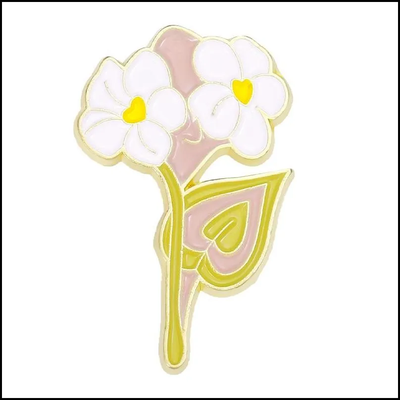 woman metal enamel lapel brooches pin anagallis lily flower bamboo shoots plant cartoon alloy badge backpack accessories brooch jewelry 1257