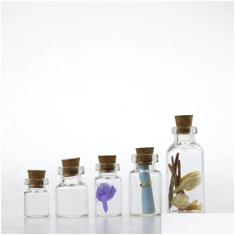 100 pcs small glass jars cute mini wishing cork stopper glass bottles vials containers 0.5ml 1ml 457 n2
