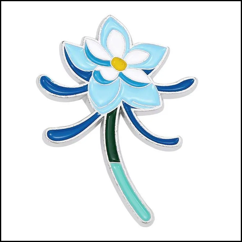 flowers enamel brooch pin anagallis lily nishang flower bamboo shoots cartoon alloy badge designer brooches and pins jeans clothing accessories jewelry 1 9zb