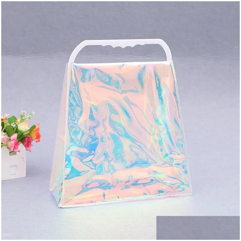 pvc laser shopping bag pvc transparent plastic handbag colorful packaging bag fashion shouder handbags storage bags tools 40 l2