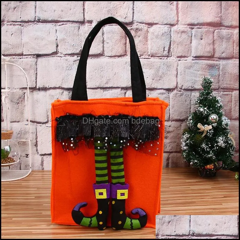 cute non woven fabric handbag candy gifts bags fit children outdoor halloween decorations bag green orange colors 6 5mg e1