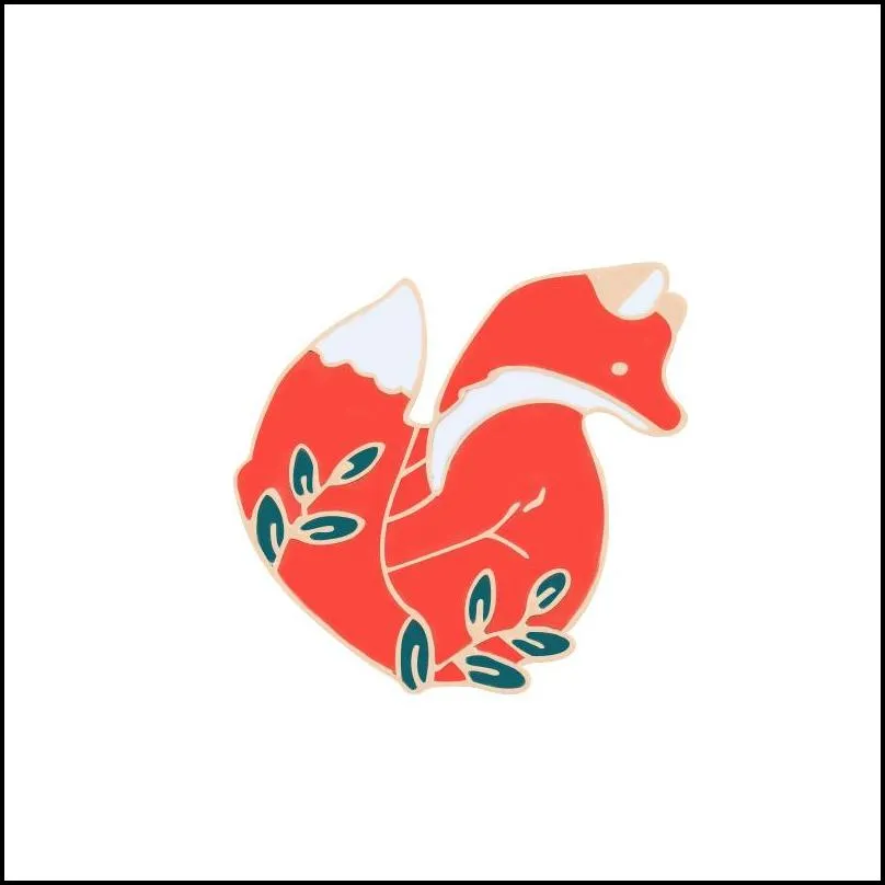 enamel brooches pin gold and silver twocolor cartoon cute wit fox badge animal brooch pins drop oil jewelry accessories 1489 e3