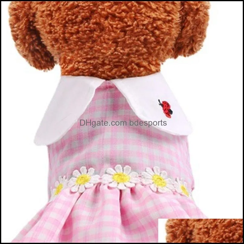 pet dress schnauzer dog apparel teddy small dog spring summer pomeranian chihuahua bichon puppy clothes cute flower ladybug 20220906