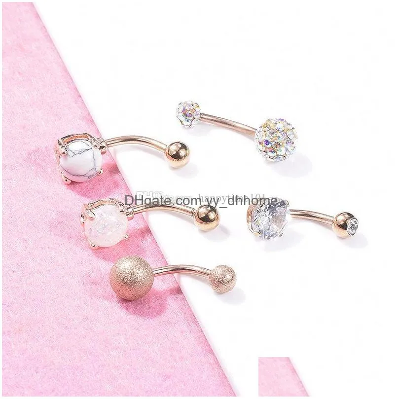 2019 est 2 colors stainless steel belly button rings for women girls navel barbell body jewelry piercing