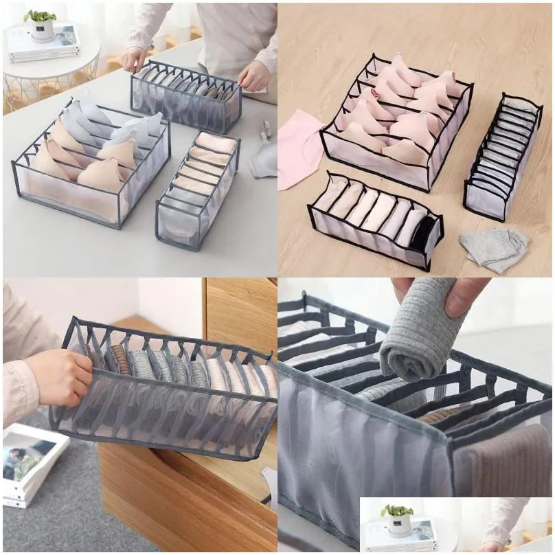 drawer type bras packing boxs home supplies adult children underwear underpants socks black grey storage box 6 5ly3 j2