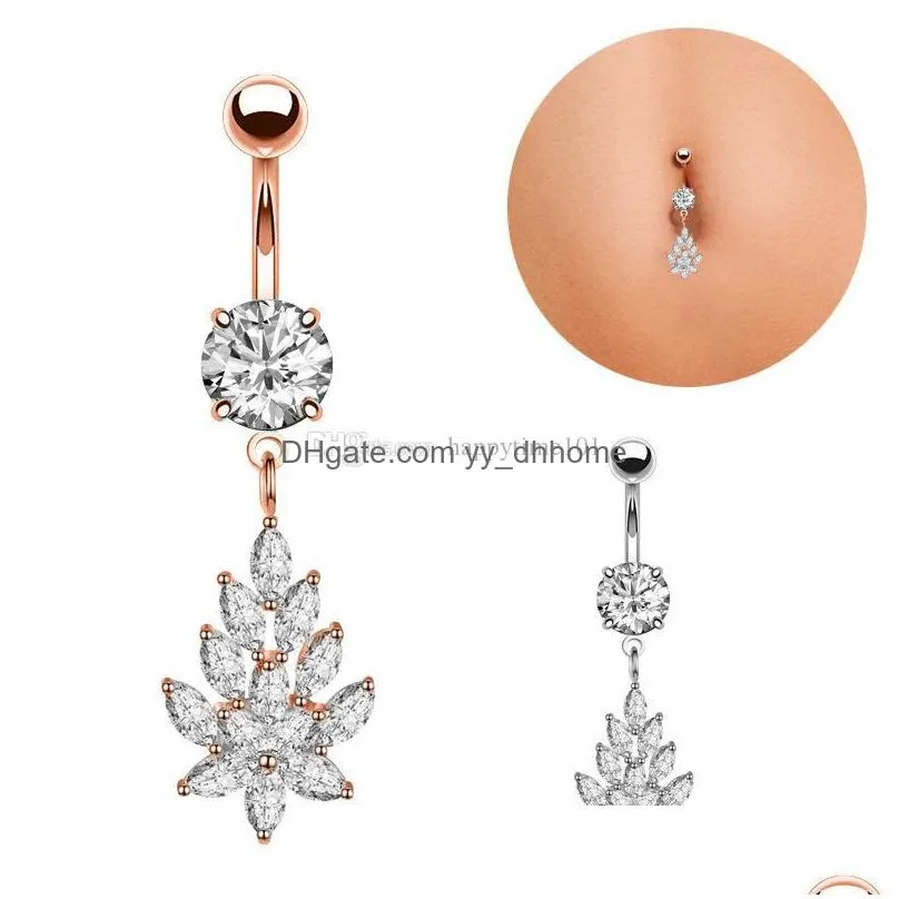 crystal flower dangle belly button rings barbell sexy beach surgical steel belly piercing navel piercing