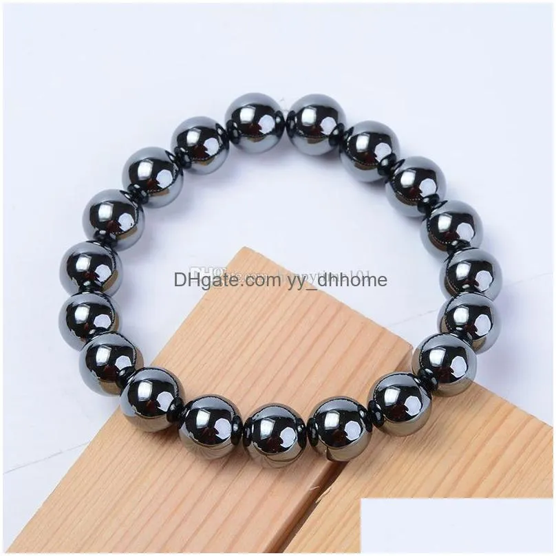  charm black magnetic hematite stone therapy bead bracelets friend beaded cuff bangle charms jewelry for women men