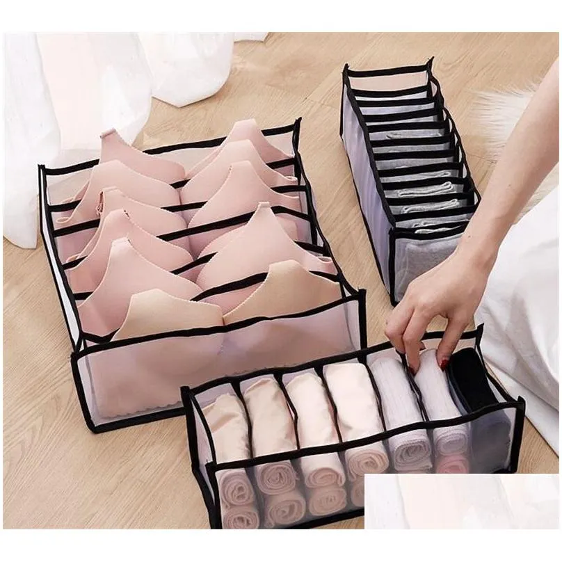 drawer type bras packing boxs home supplies adult children underwear underpants socks black grey storage box 6 5ly3 j2