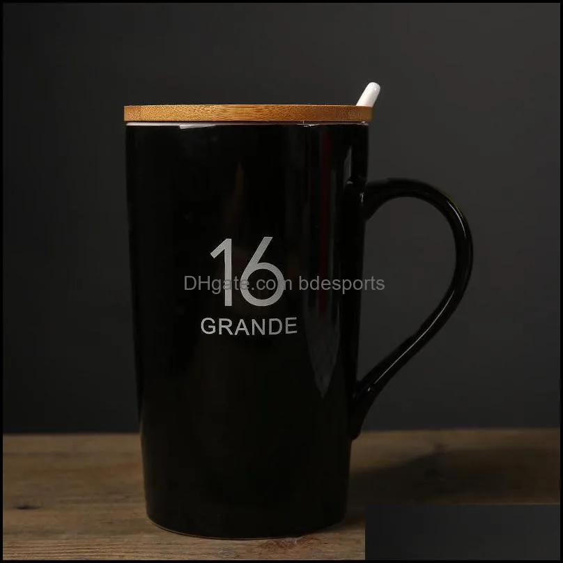 ceramics 16 grande water cup coffee high capacity milk cover spoon mug originality simplicity office tumbler 9 3jd e1