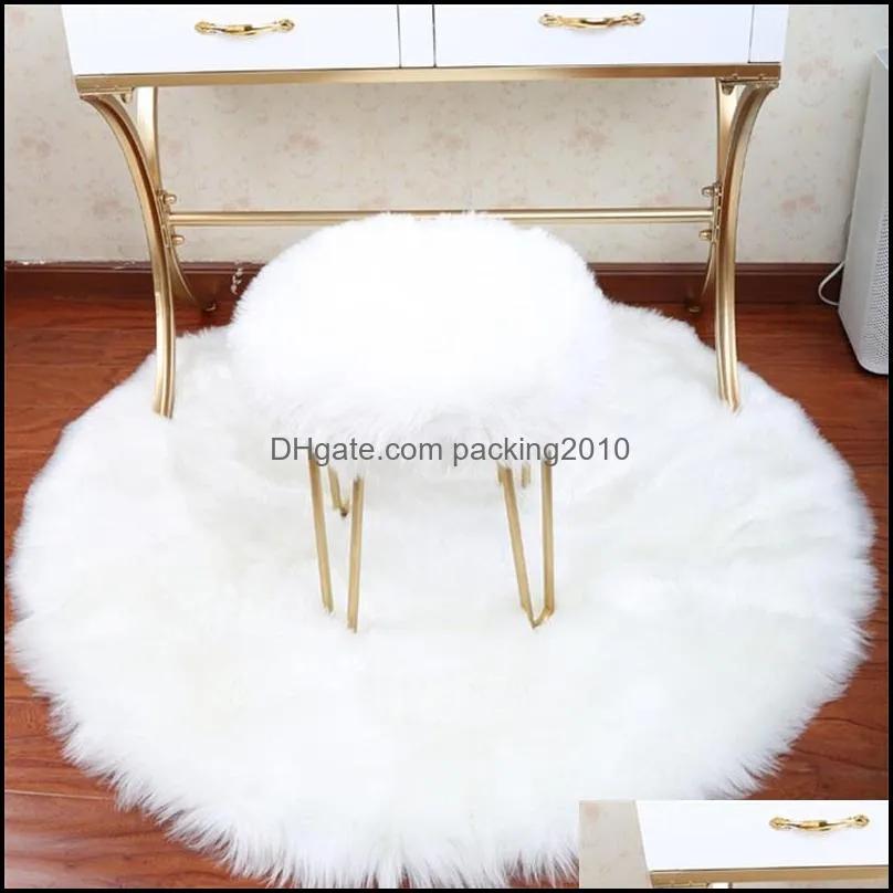imitation wool circular cushions living room bedroom pure color plush rug hanging basket tent swivel chair cushion 14 99oy j2